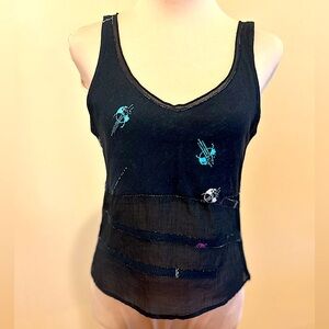 Enigma Sleeveless Top Size 42 Semi Sheer Half Of The Bottom with  side zipper